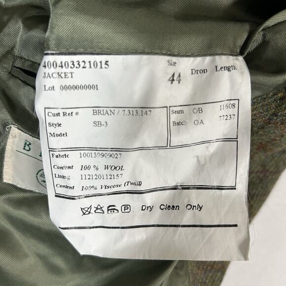 Blarney Woolen Mills Men’s 44 Donegal Tweed Wool Blazer Green Elbow Patch Vtg - Picture 6 of 16